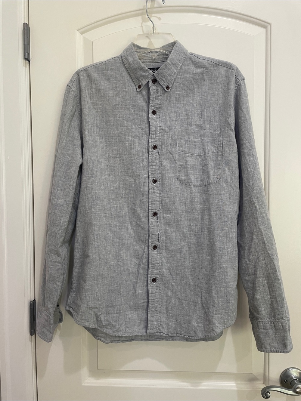 Men's J.Crew Long-Sleeve Cotton Button-Down Shirt - Light Gray